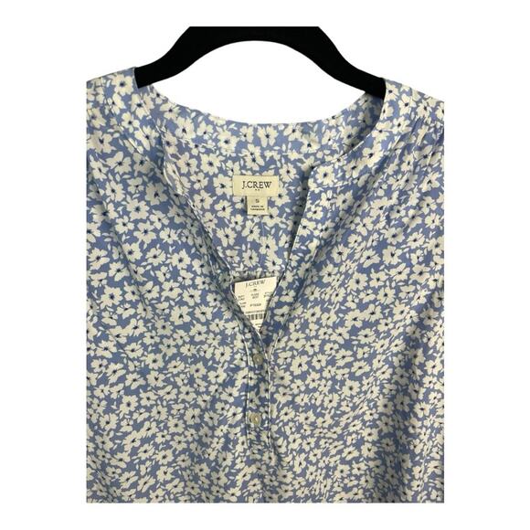 J. Crew Factory Popover Placket Blouse in‎ Blue and White Floral Size S NWT - Picture 4 of 10